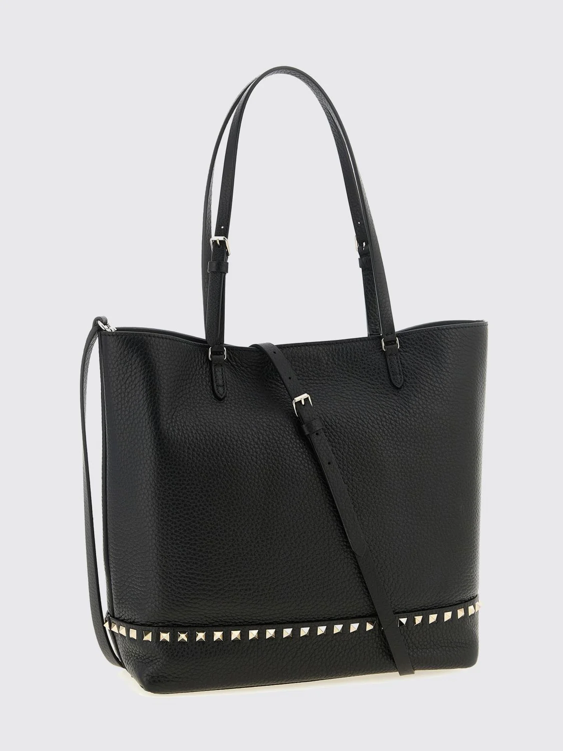VALENTINO GARAVANI OS rockstud grained leather tote bag with studs