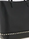 rockstud grained leather tote bag with studs