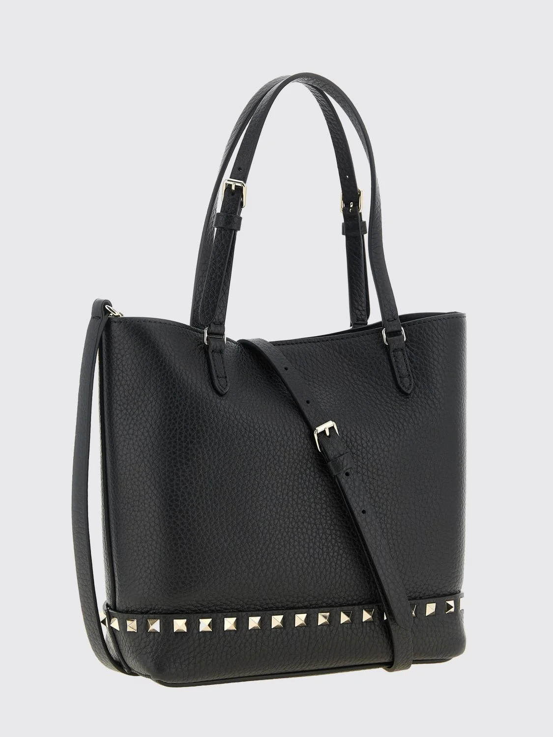 VALENTINO GARAVANI OS rockstud small grained calfskin leather tote bag