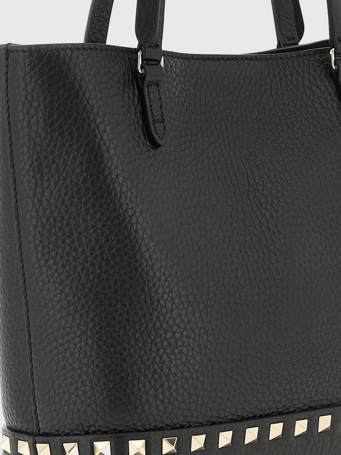 rockstud small grained calfskin leather tote bag