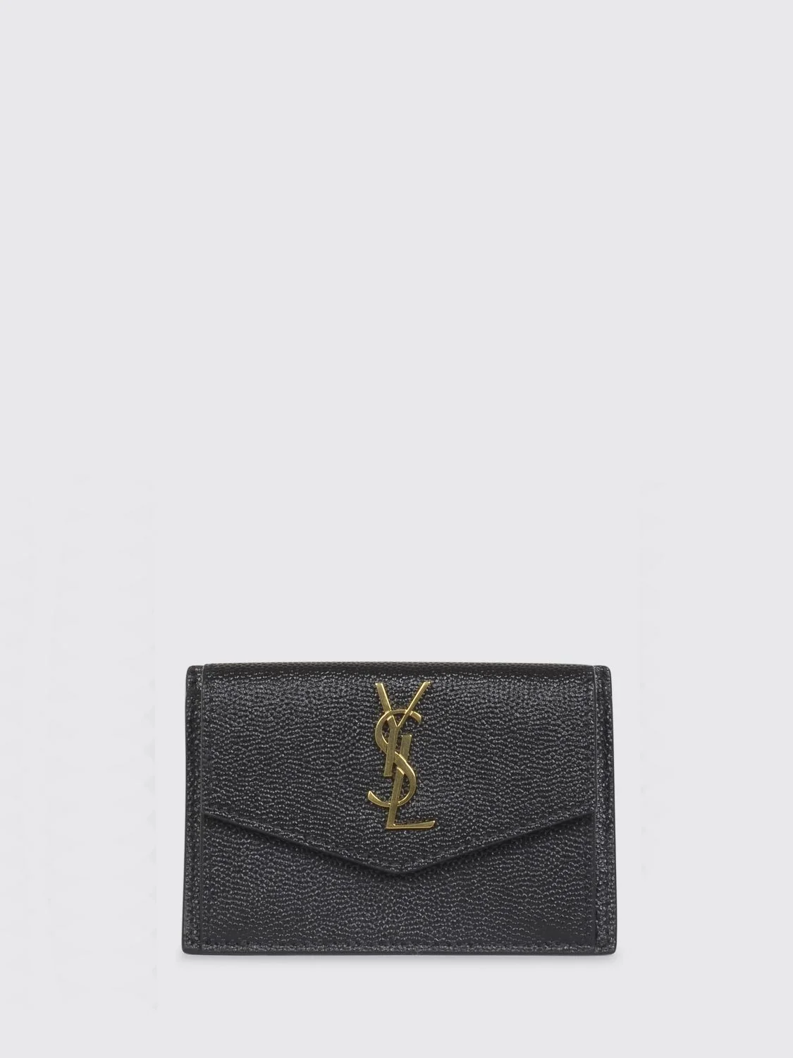 SAINT LAURENT OS uptown grain de poudre leather card holder with ysl monogram