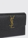 uptown grain de poudre leather card holder with ysl monogram