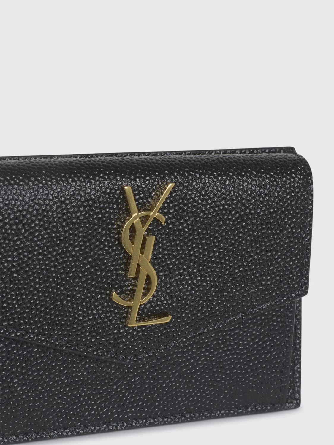 uptown grain de poudre leather card holder with ysl monogram