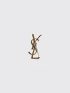 ysl monogram brooch in brushed brass with a gold-finish