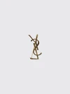 ysl monogram brooch in brushed brass with a gold-finish
