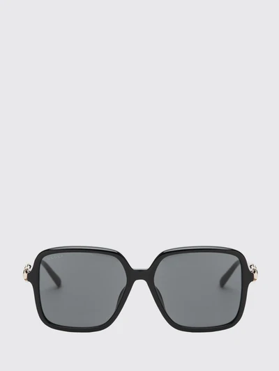 classic cat-eye sunglasses in black acetate with horsebit detail