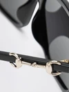 classic cat-eye sunglasses in black acetate with horsebit detail