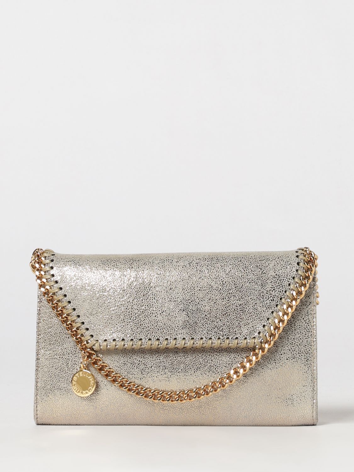 STELLA MCCARTNEY OS falabella mini wallet on chain bag in silver eco alter mat