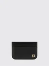 calfskin leather card holder with gold-tone ff logo