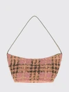 margate vintage check raffia shoulder bag with leather handle