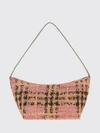 margate vintage check raffia shoulder bag with leather handle