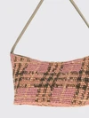 margate vintage check raffia shoulder bag with leather handle