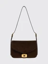 clicca medium suede calfskin shoulder bag with flap closure