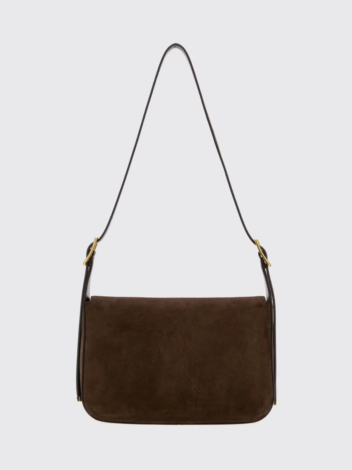 BALENCIAGA OS clicca medium suede calfskin shoulder bag with flap closure