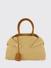 hug raffia and calfskin leather handbag with gancini clasp
