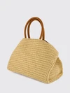 hug raffia and calfskin leather handbag with gancini clasp
