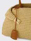 hug raffia and calfskin leather handbag with gancini clasp