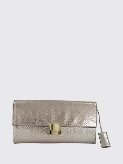laminated leather python-print ceremony clutch