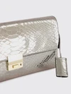 laminated leather python-print ceremony clutch