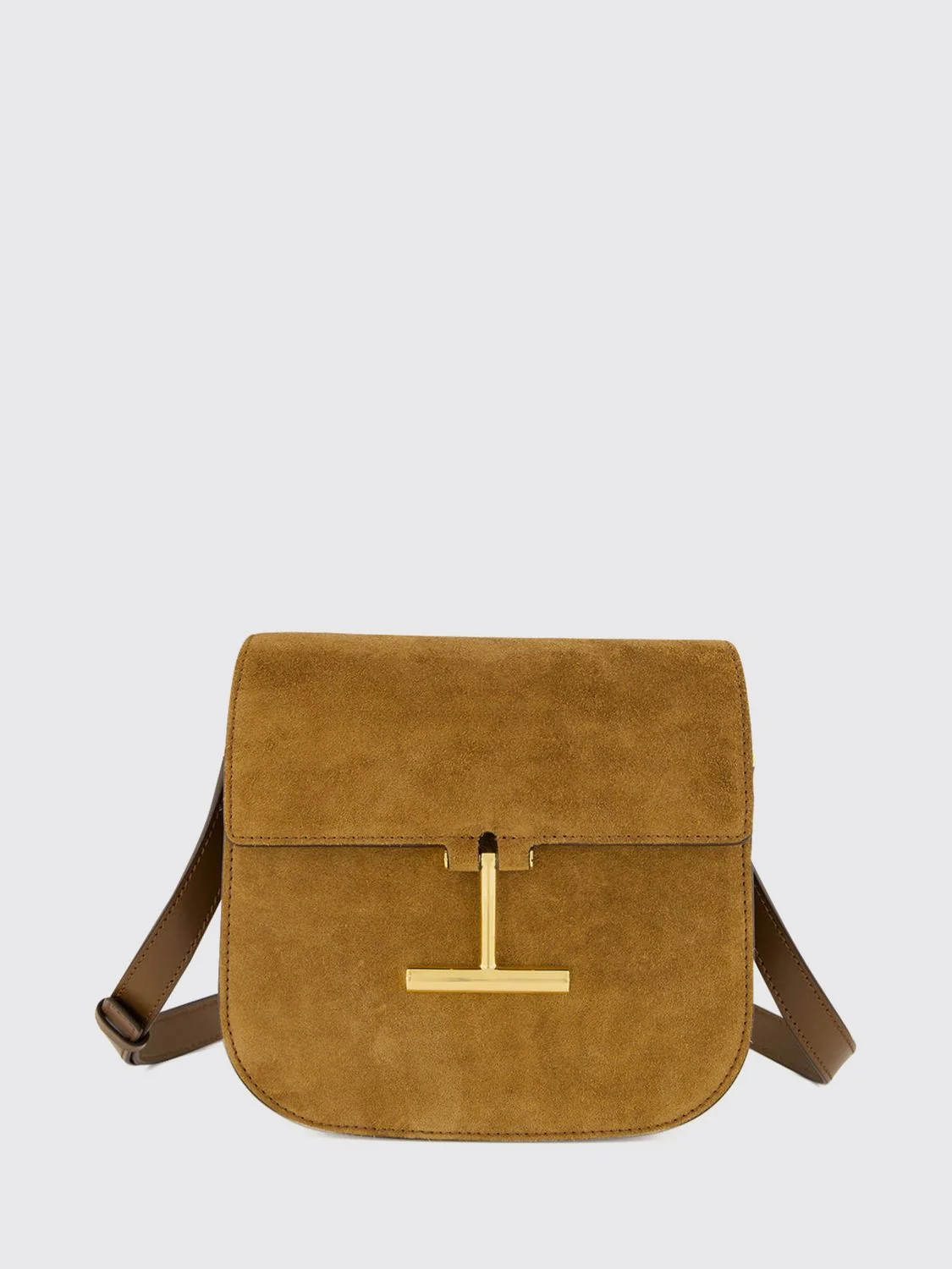 tara suede mini crossbody bag with logo
