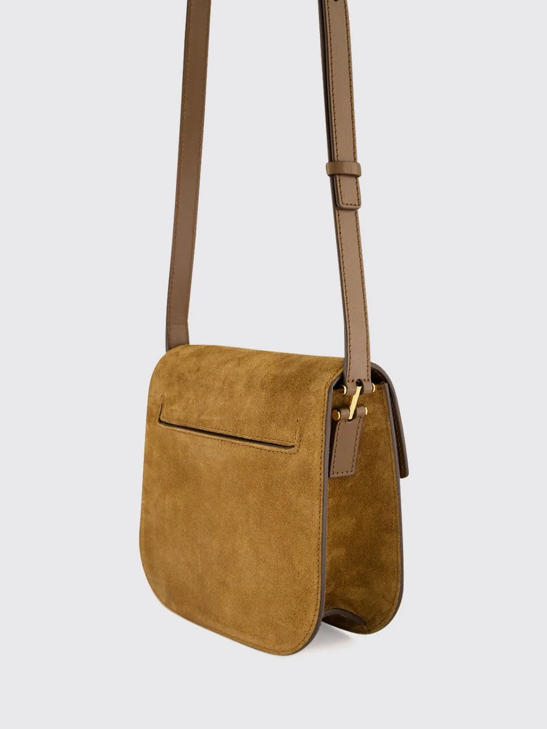 tara suede mini crossbody bag with logo