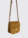 tara suede mini crossbody bag with logo