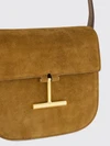 tara suede mini crossbody bag with logo