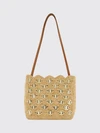 1969 raffia and steel shoulder bag with leather handle