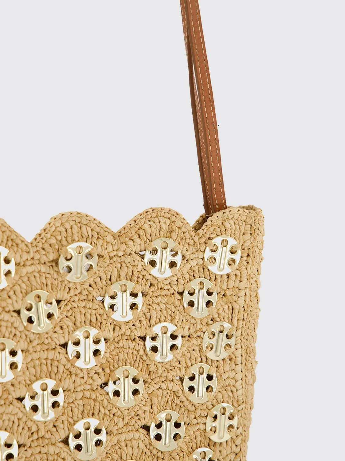 1969 raffia and steel shoulder bag with leather handle