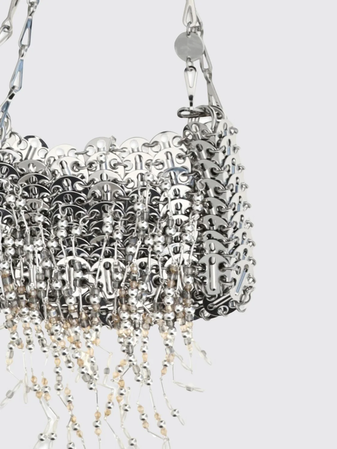 1969 nano metallic mesh mini bag with jewel fringes