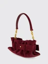 anthem ruched suede shoulder bag with chain handle