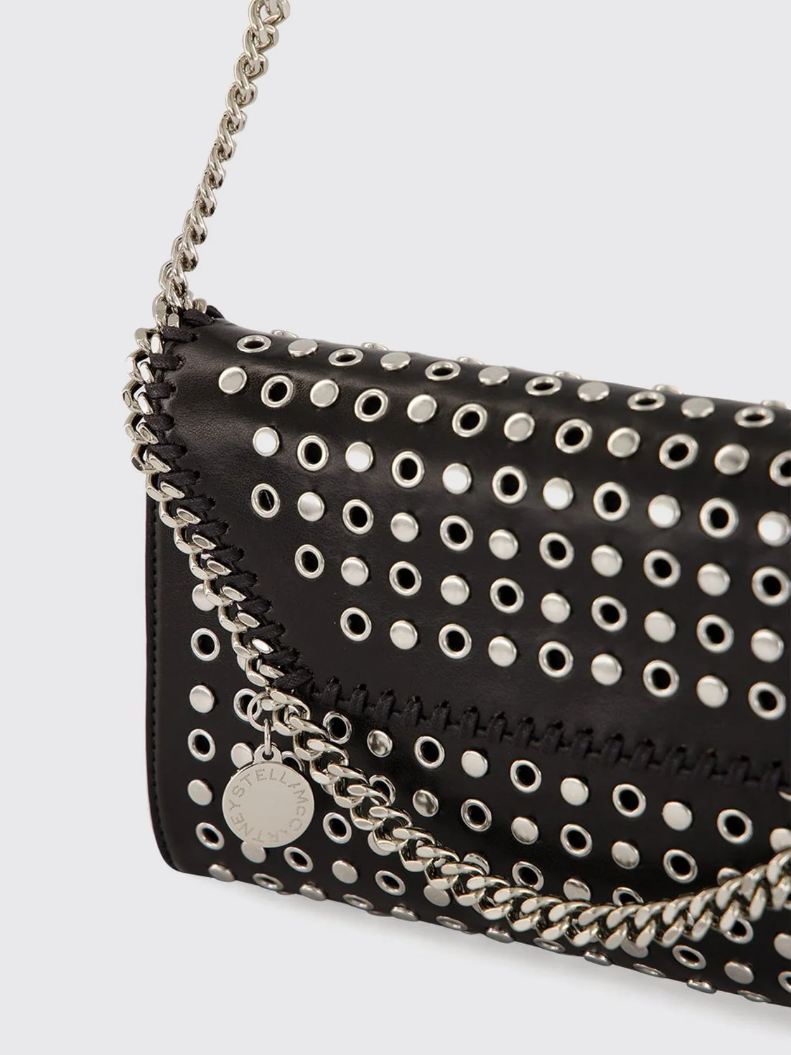 falabella eco alter mat mini crossbody bag with studs