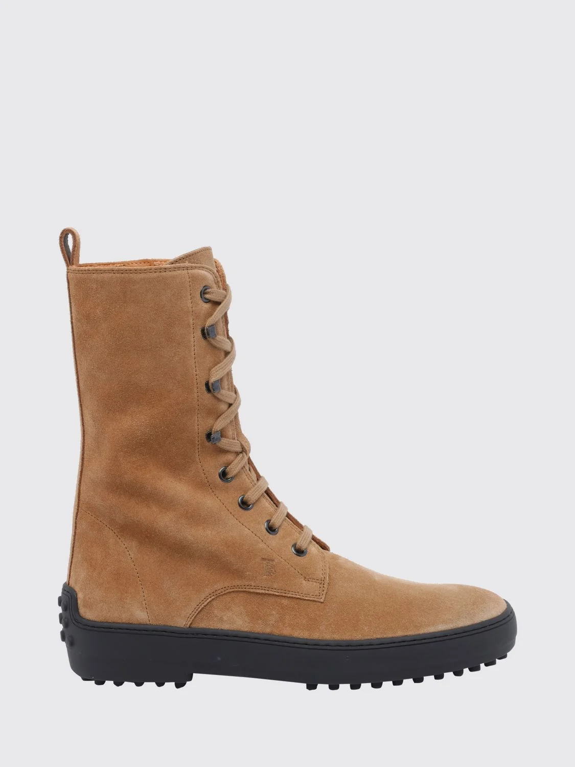calf-high suede combat boots with t timeless logo and gommino sole