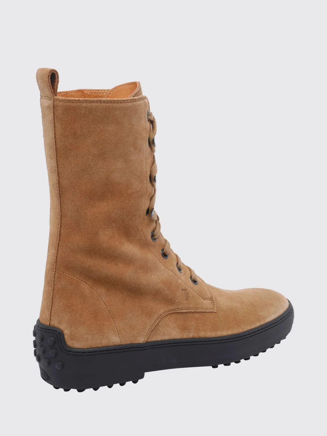 calf-high suede combat boots with t timeless logo and gommino sole