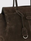 suede shoulder bag with double handle and charm