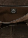 suede shoulder bag with double handle and charm