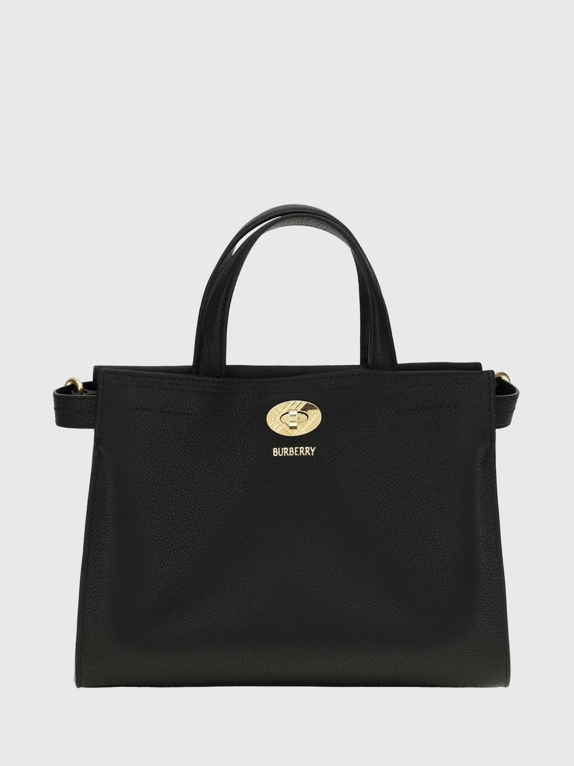 BURBERRY OS cotswolds small calfskin leather tote bag with check motif