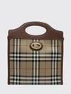 pocket mini vintage check canvas and leather tote bag