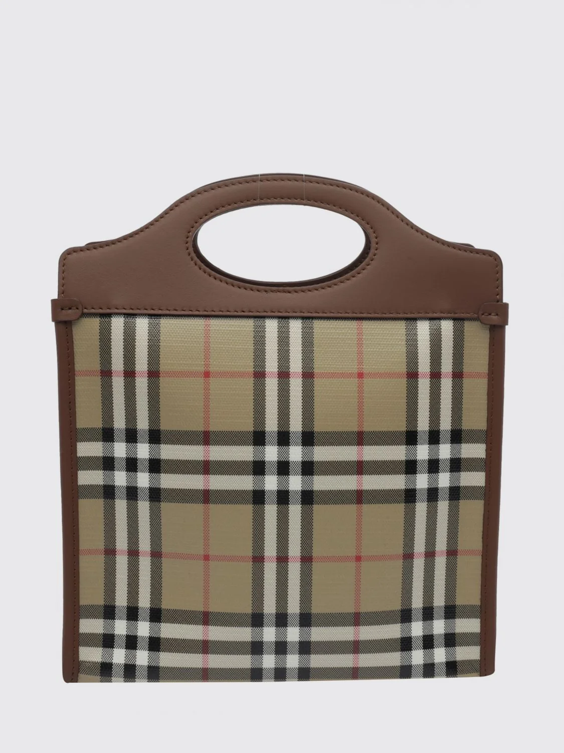 BURBERRY OS pocket mini vintage check canvas and leather tote bag