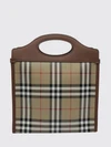 pocket mini vintage check canvas and leather tote bag
