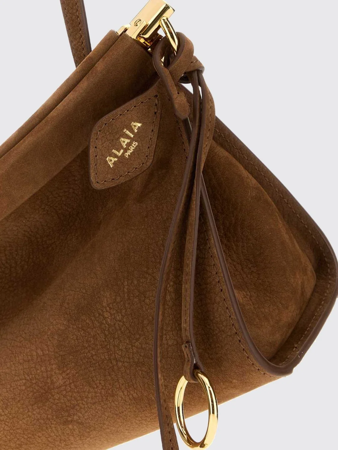 le click east west suede calfskin shoulder bag