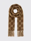 gg monogram pure cashmere scarf with fringed edges