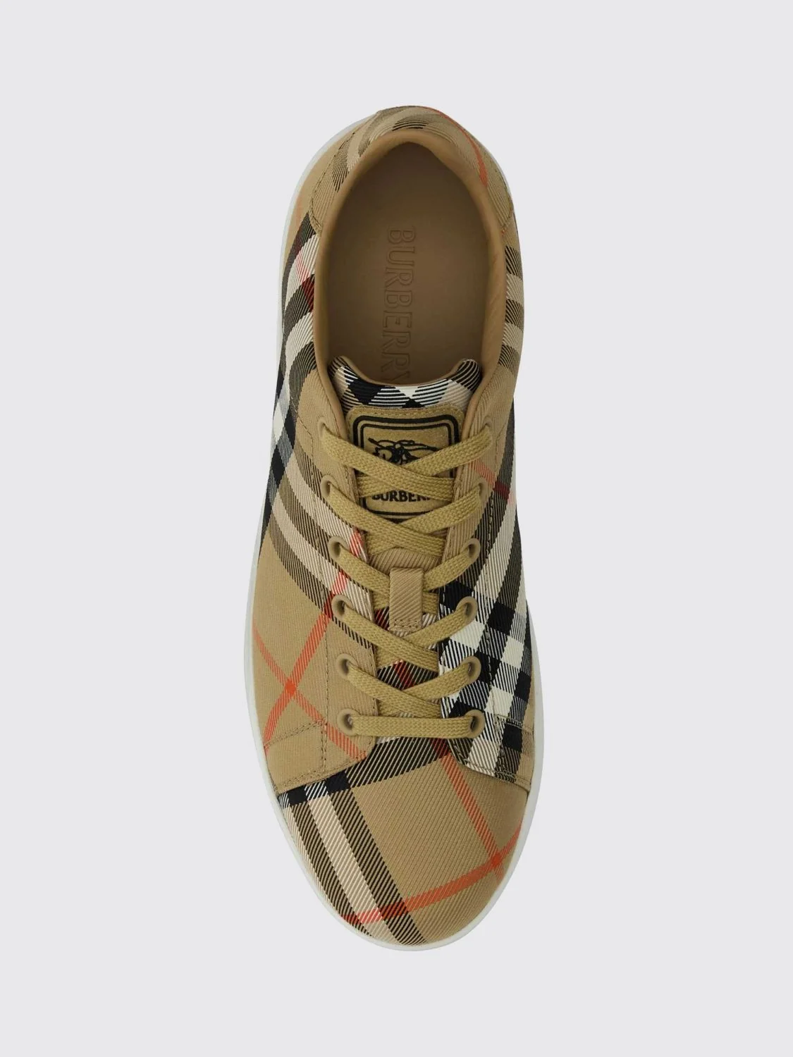 set low-top sneakers in vintage check fabric