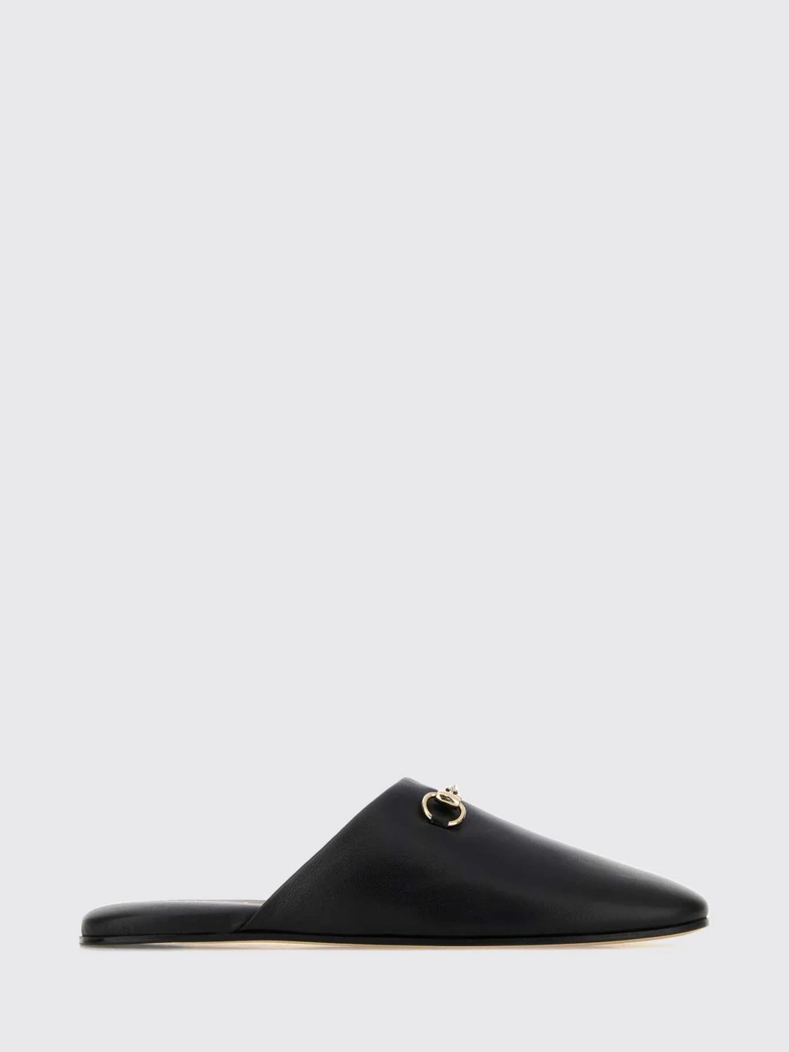flat nappa leather mules with horsebit detail
