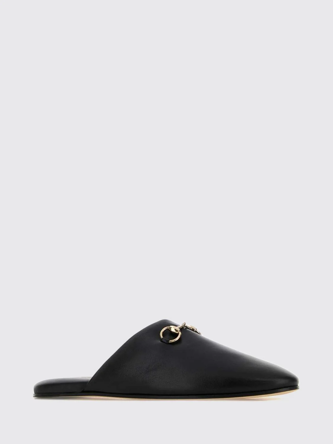 GUCCI 36 flat nappa leather mules with horsebit detail