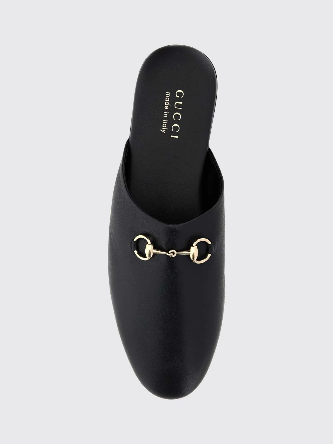 flat nappa leather mules with horsebit detail