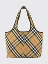 small tote bag in vintage check cotton with removable pouch