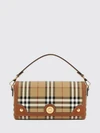 small note handbag in vintage check canvas and leather