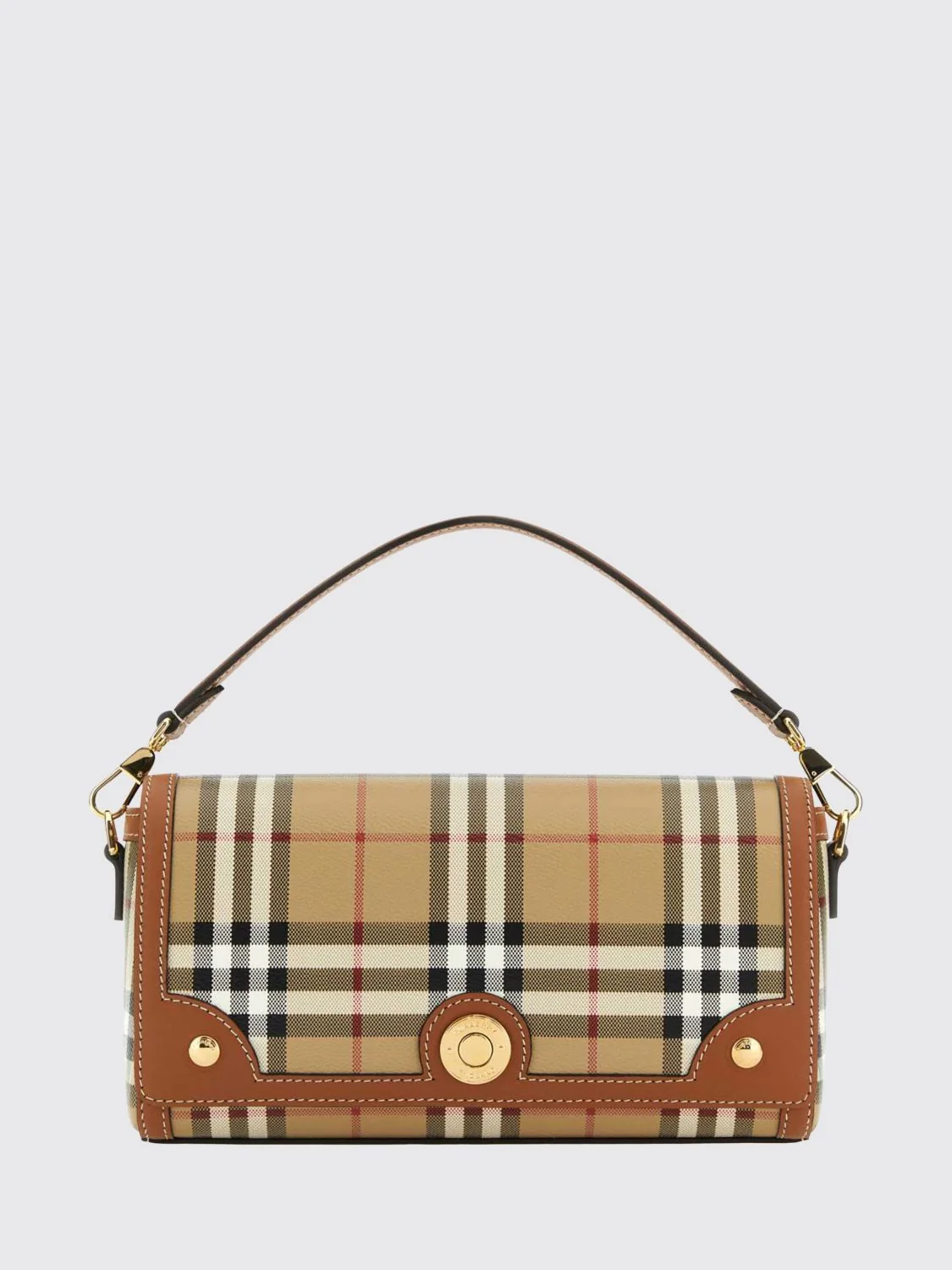 small note handbag in vintage check canvas and leather