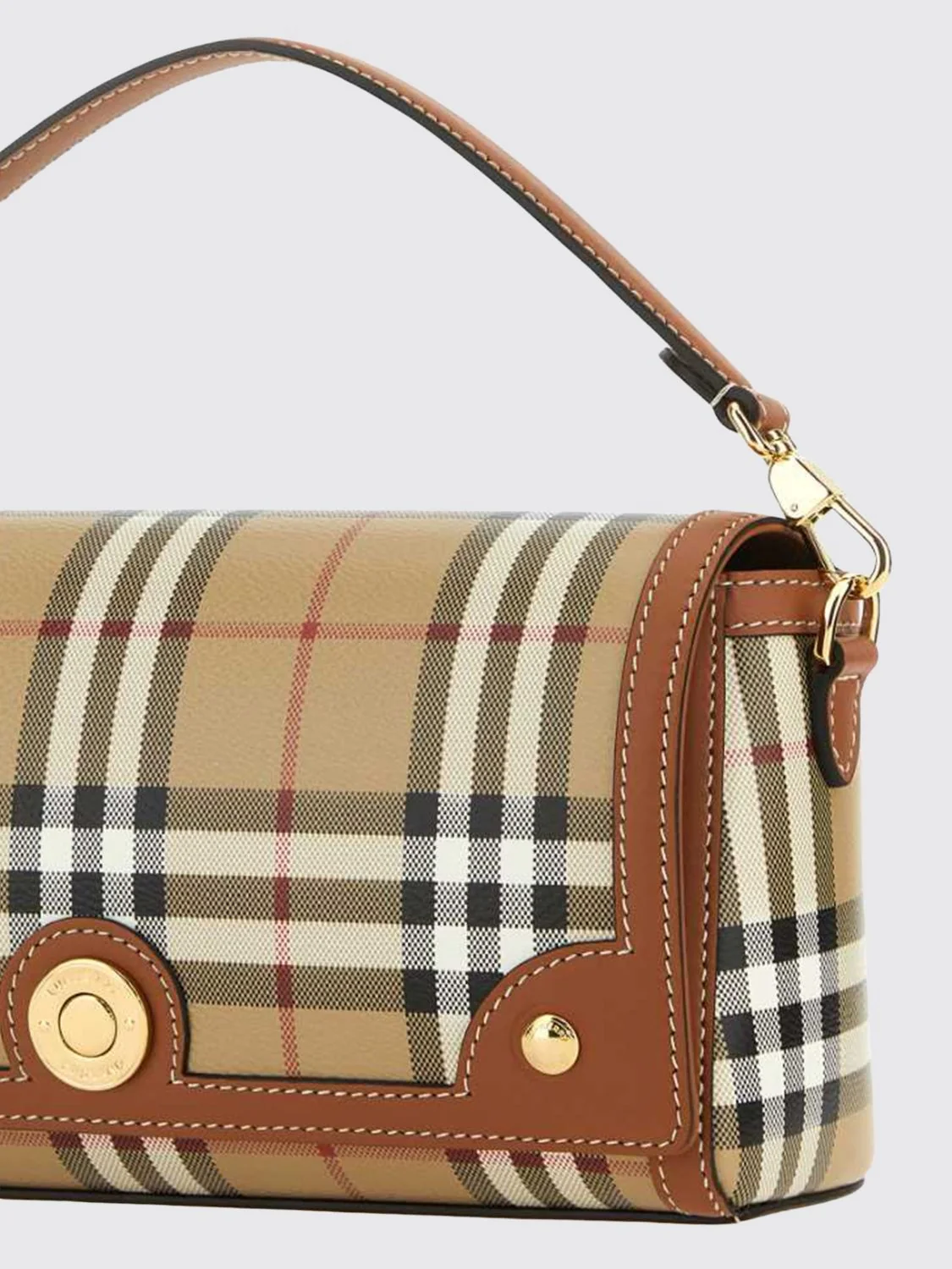 small note handbag in vintage check canvas and leather